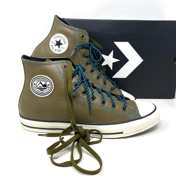 Converse Other - Converse Chuck Taylor All Star High Top Green Olive Men Leather Sneakers 165957C